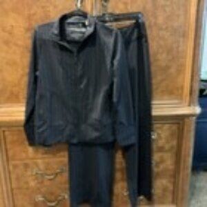 Soma  Casual Set Synerchi Black Chalk Stripe Incline Track Suit Medium NWT